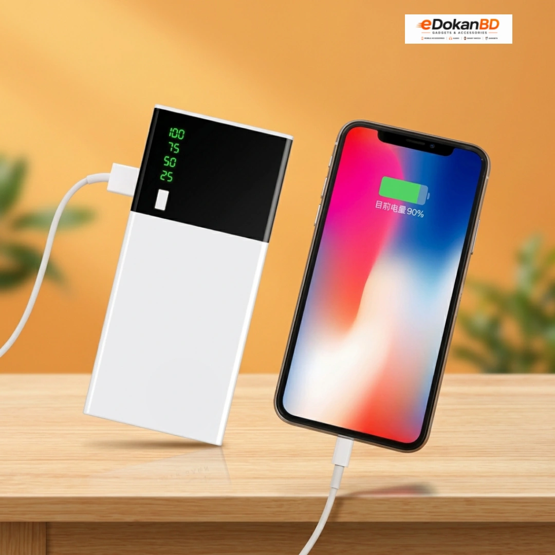 Mi Xiaomi Master Copy Mini 10000mAh Power Bank with LED display charging a smartphone