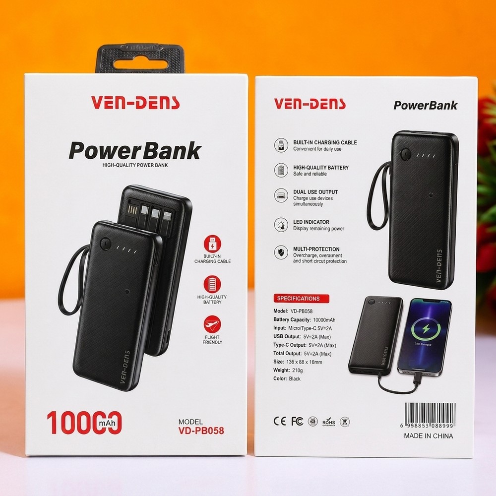 Ven Dens PB058 10000mAh 22.5W Power Bank with Digital Display